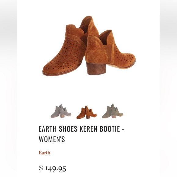 New EARTH Keren Cognac Perforated Suede Slip On Heeled Booties Women’s 9.5B(M) - Picture 14 of 14